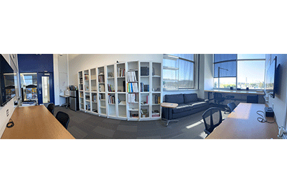 Innovation lab with several shelves