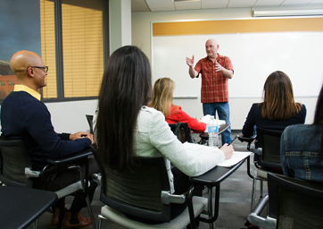 Lecturing in a classroom