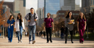 Students walking to class outside