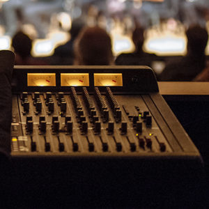Sound mixing board at concert