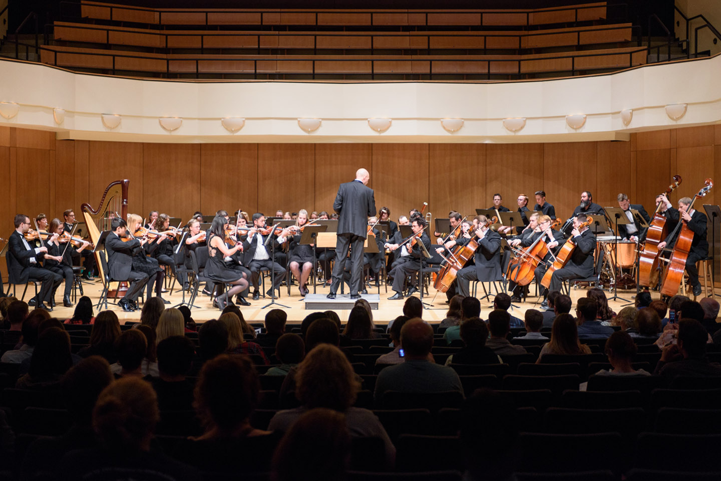 MSU Denver Symphony Orchestra performing a concert in the King Center Concert Hall