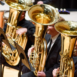 Tuba section of a symphonic band
