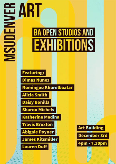Please join us for the BA Open Studios and Exhibitions on December 3rd, from 4pm-7:30pm in the Arts Building.