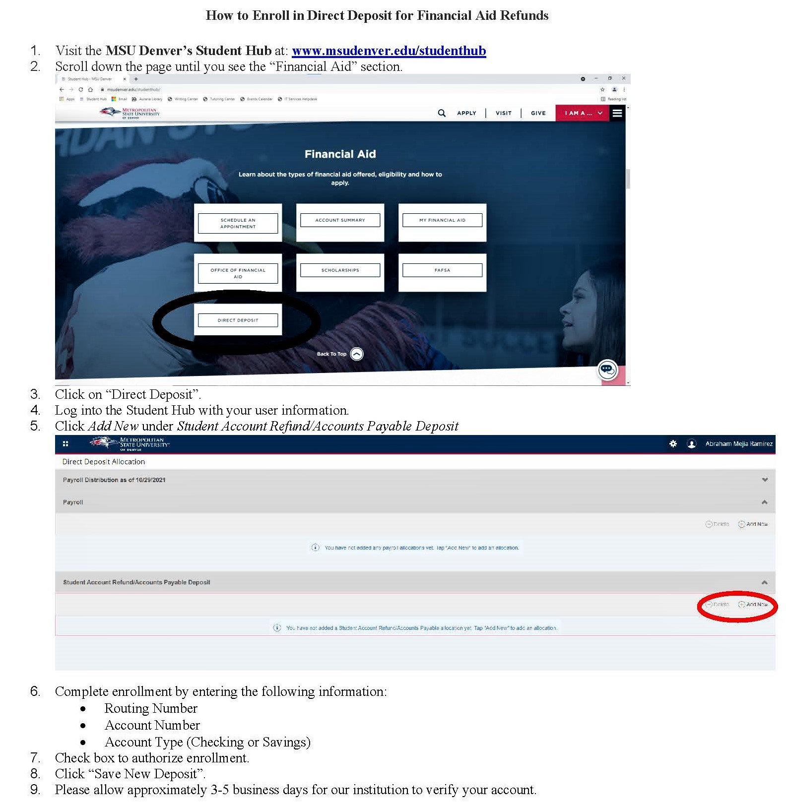 Enroll in Direct Deposit – Quick Guide update pics 10-2021