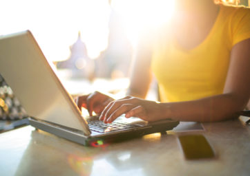 Girl working with her laptop