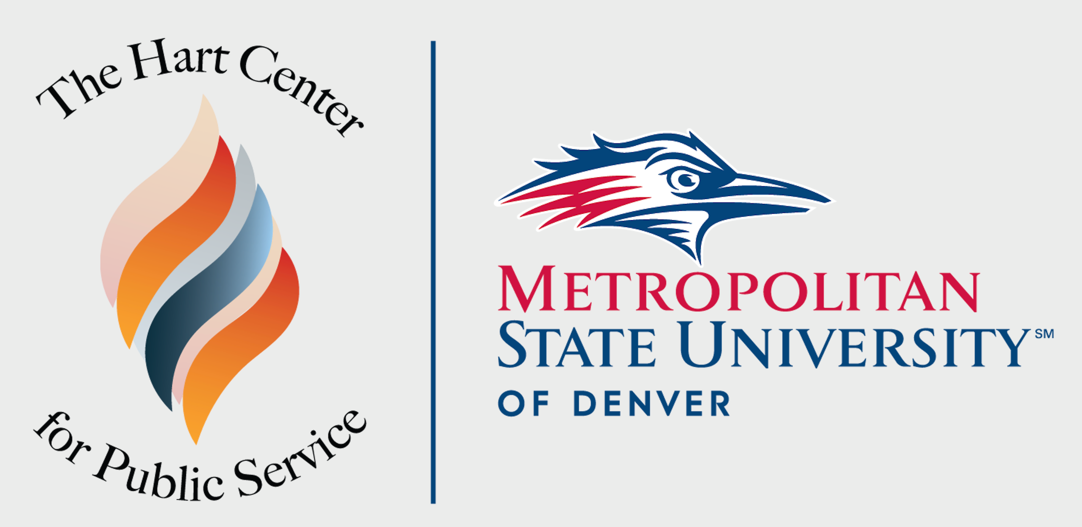 Side-by-side logos for the Hart Center for Public Service & for MSU Denver