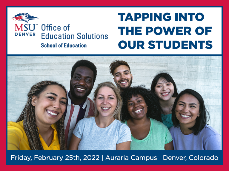 Graphic flyer for the Office of Education Solutions Tapping Into the Power of Our Students Conference, February 25th, 2022.