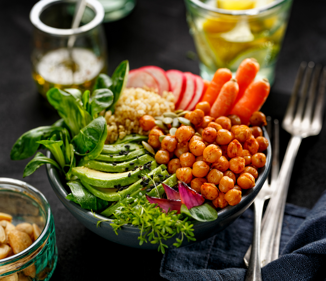 Health salad, Buddha bowl of mixed vegetables