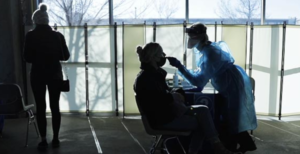 Person getting a nose swab Covid-19 test.