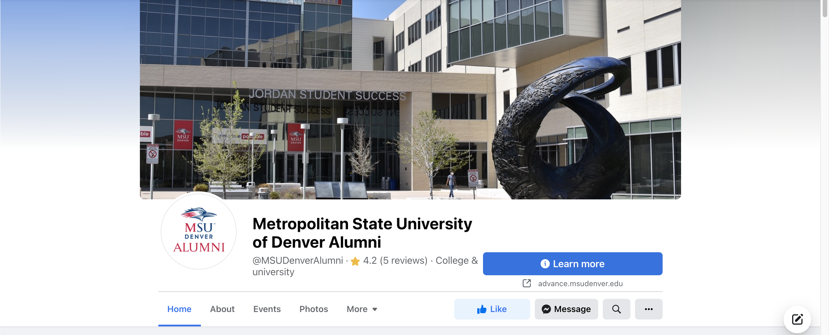 screenshot of msu denver alumni's facebook page