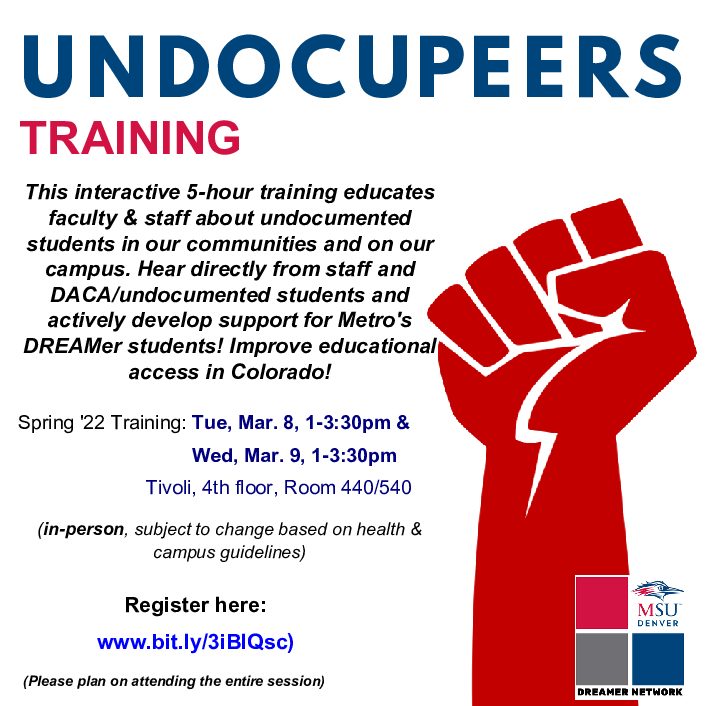 Undocupeers training flyer SP22