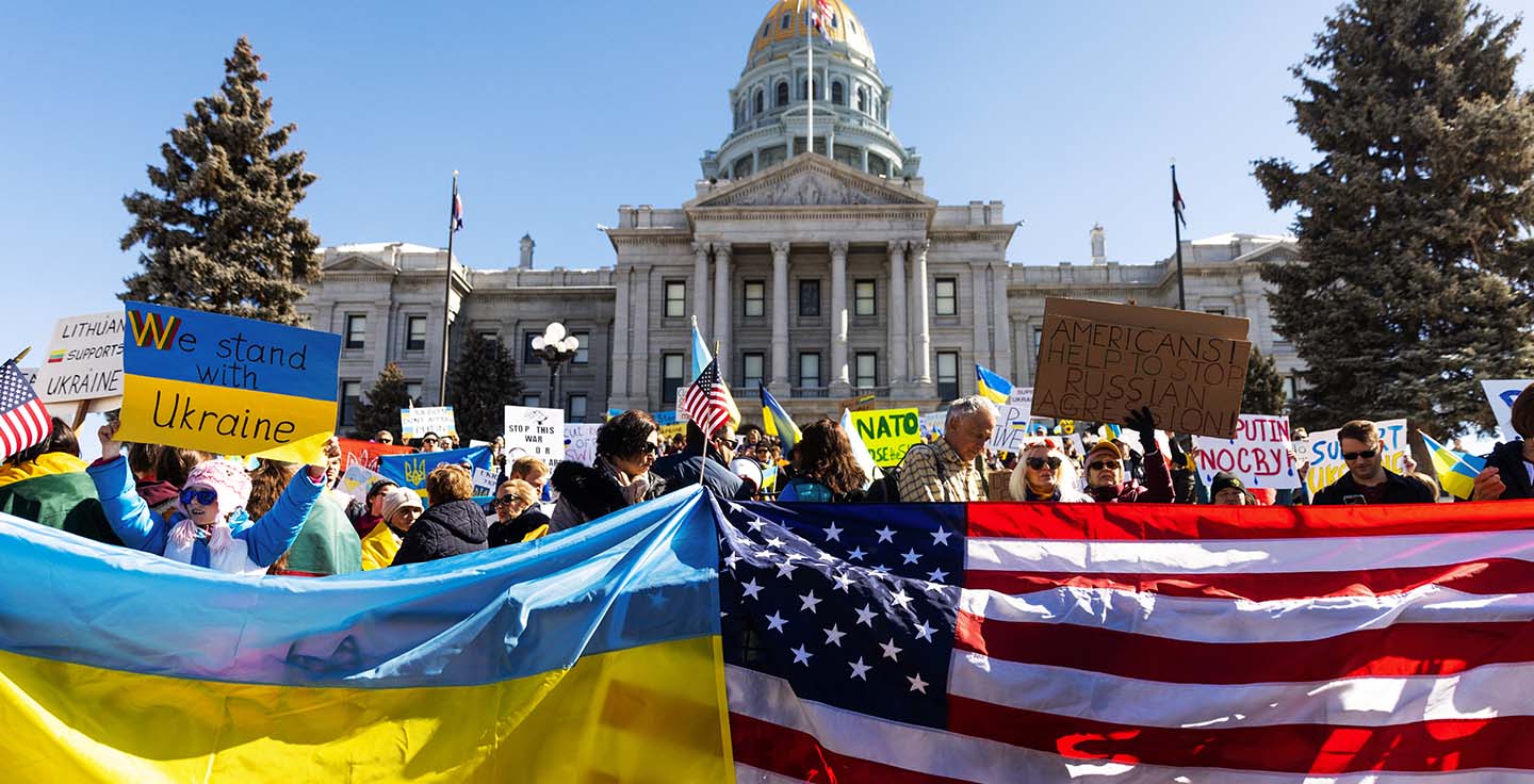 Anti-war protest at the Colorado State Capitol Building.