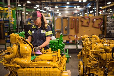 Female working on machine