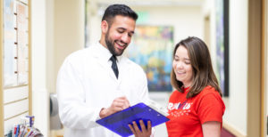 A doctor consulting a patient.