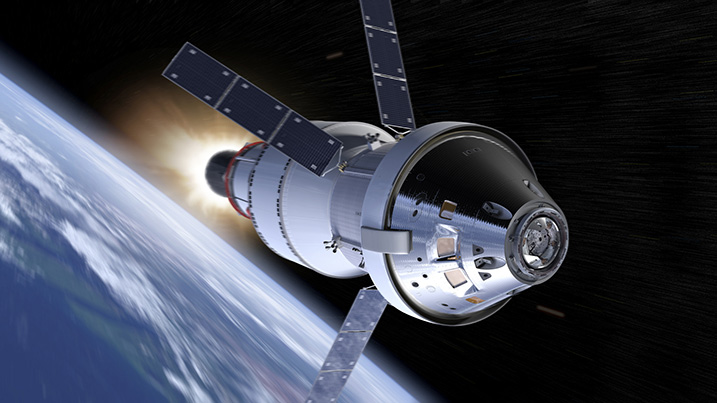 aerospace satellite orbiting the earth. en español: satélite aeroespacial en órbita alrededor de la tierra. 