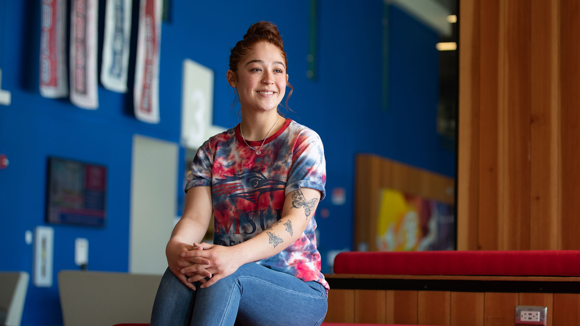 Alexa Chavez poses for portrait in JSSB.