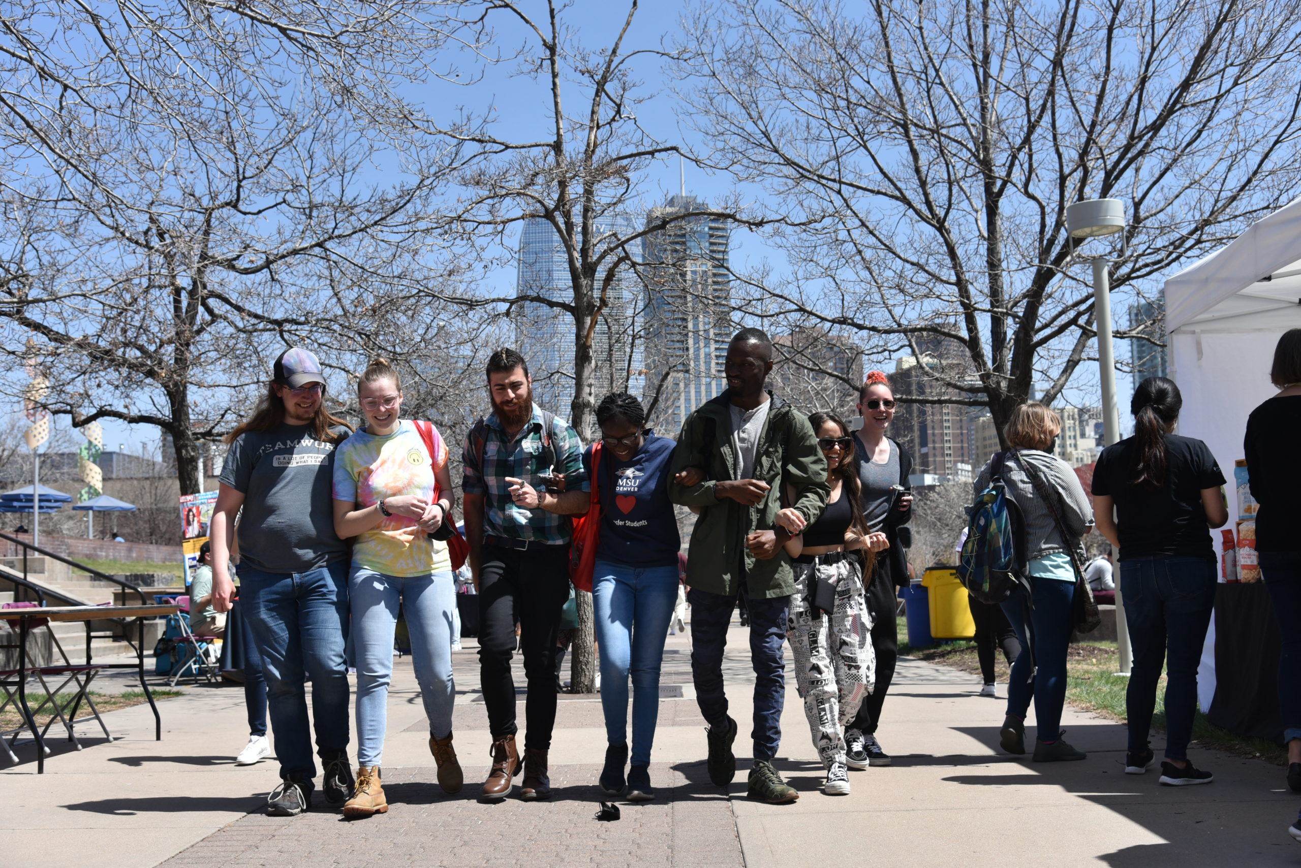 Students walking on campus