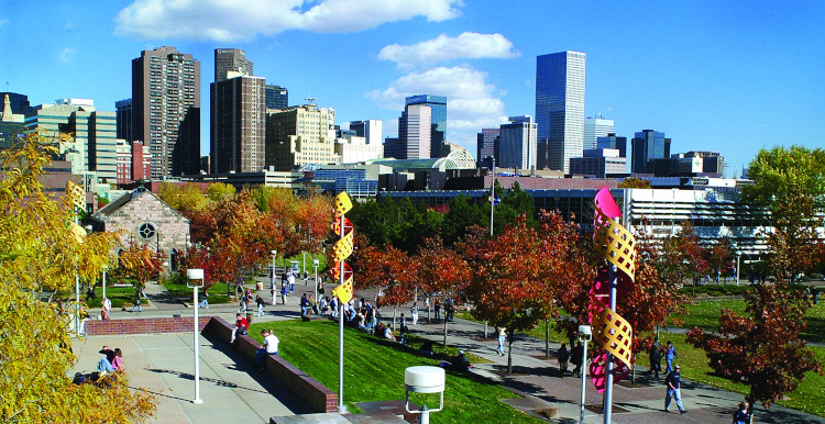 Auraria campus and the Denver skyline.