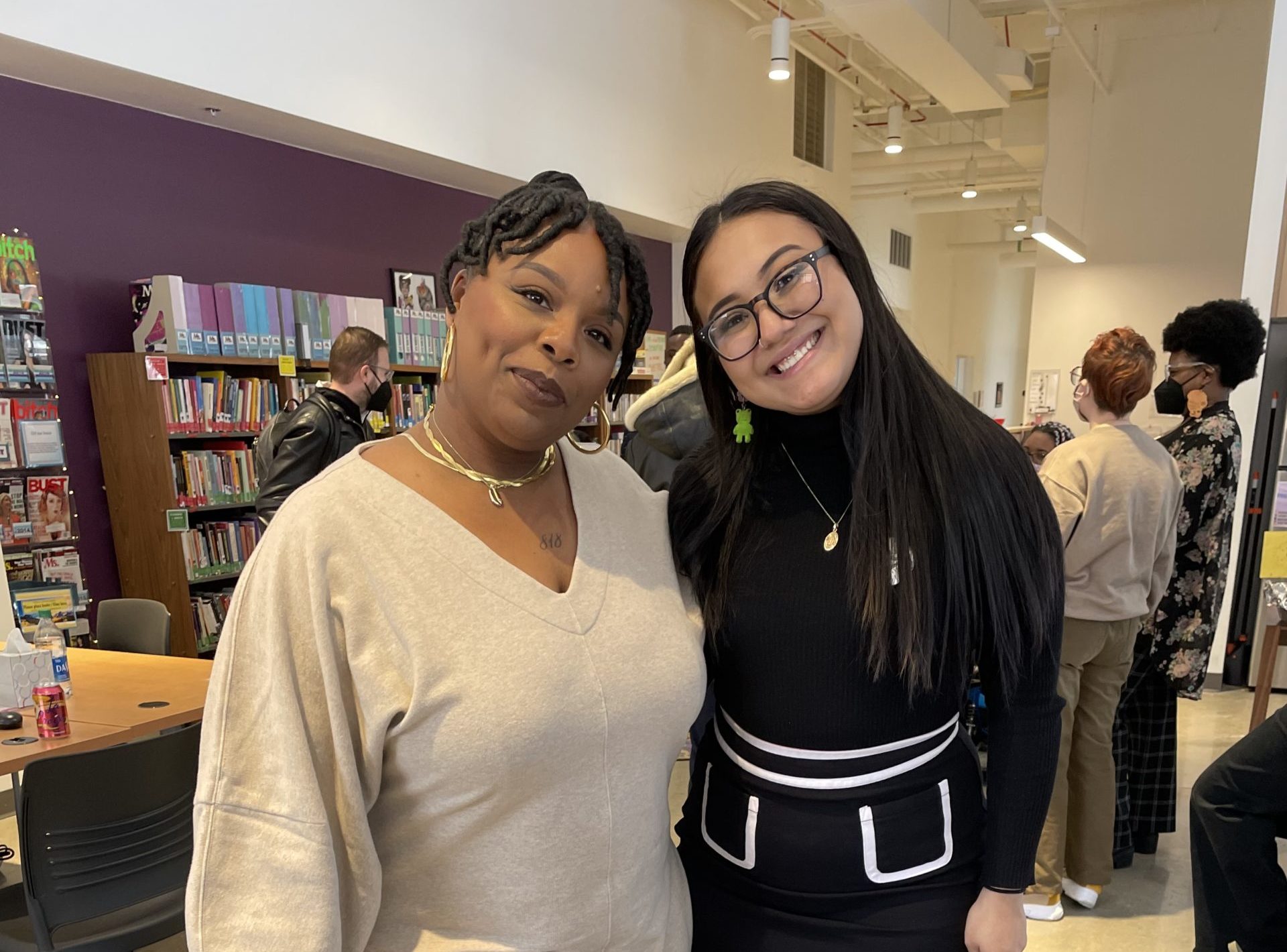 Photo of Patrisse Cullors and GITA student staff member Jailine Torres