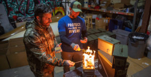 Josh Thurmond and Matthew Thomsen making smores with a LavaBox.