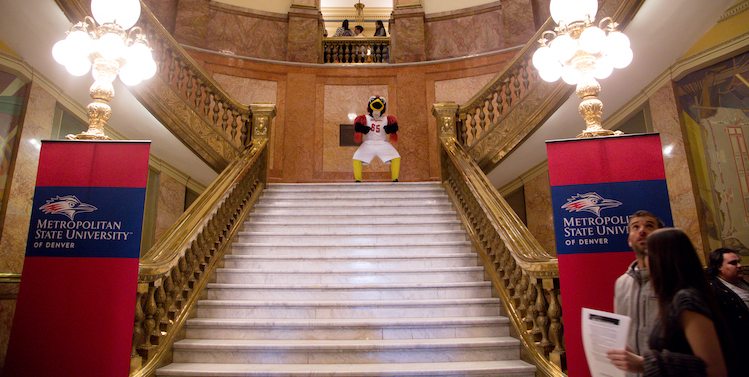 Rowdy in the state capitol during Legislative Day at the Capitol, Feb. 20, 2019. Photo by Sara Hertwig