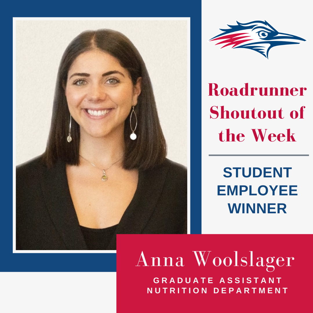 Roadrunner student employee of the week social media post