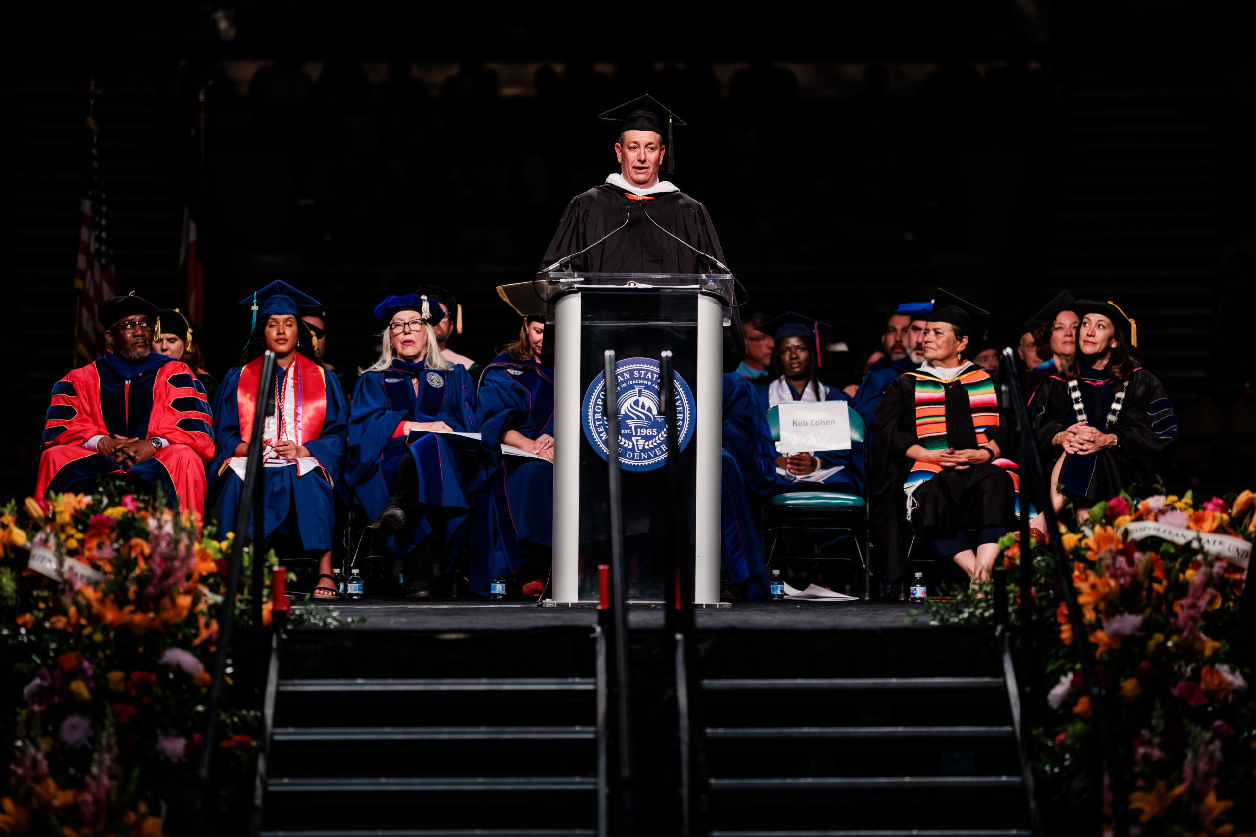 Robert Cohen speaking at Spring 2022 commencement.