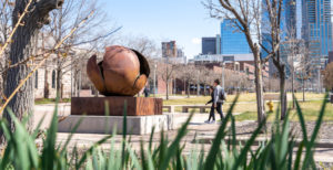 Students walking on Auraria campus.