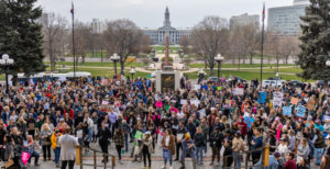 Abortion rights supporters gathered at the Colorado State Capitol.