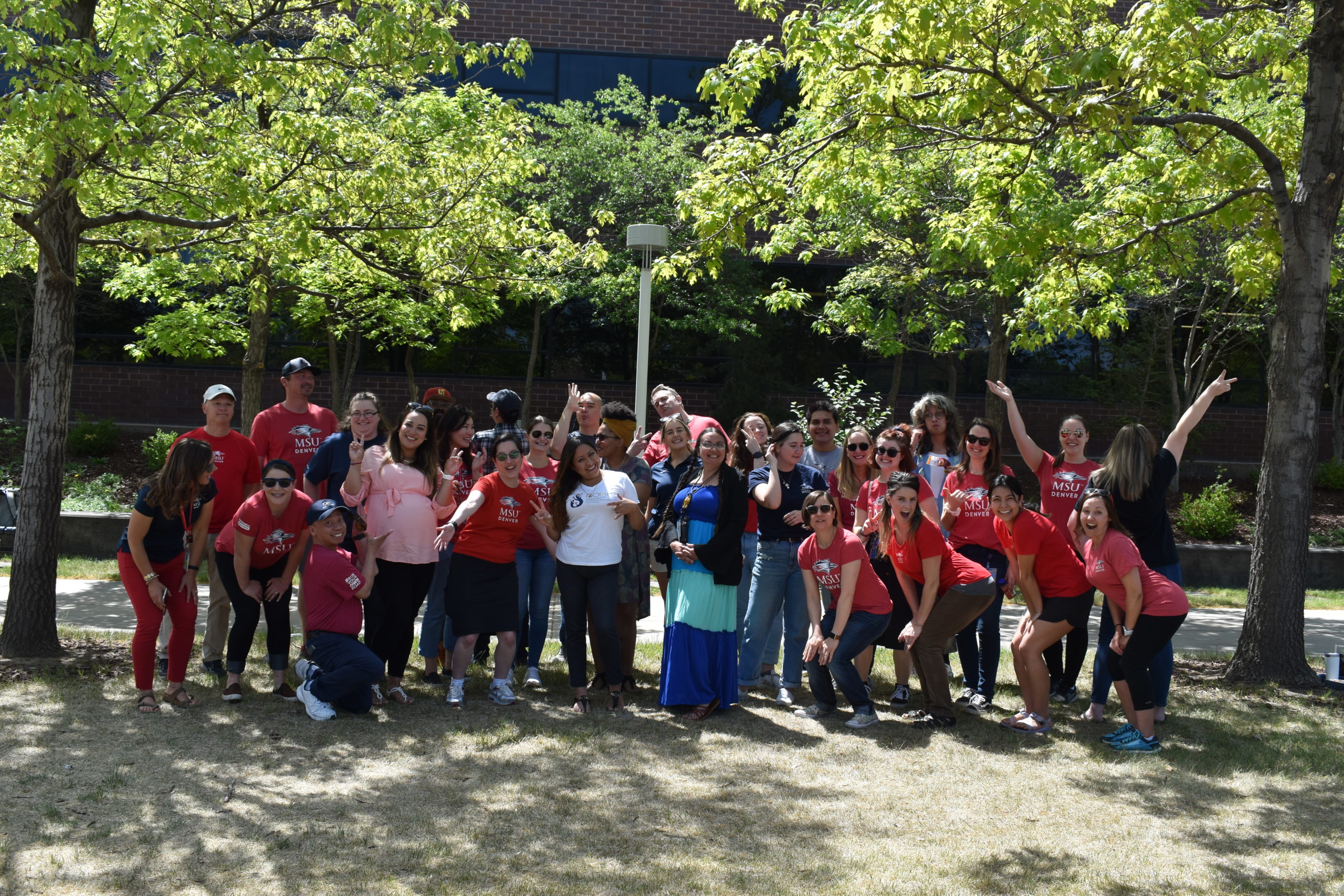 Group of MSU Denver Academic Advisors standing outside.