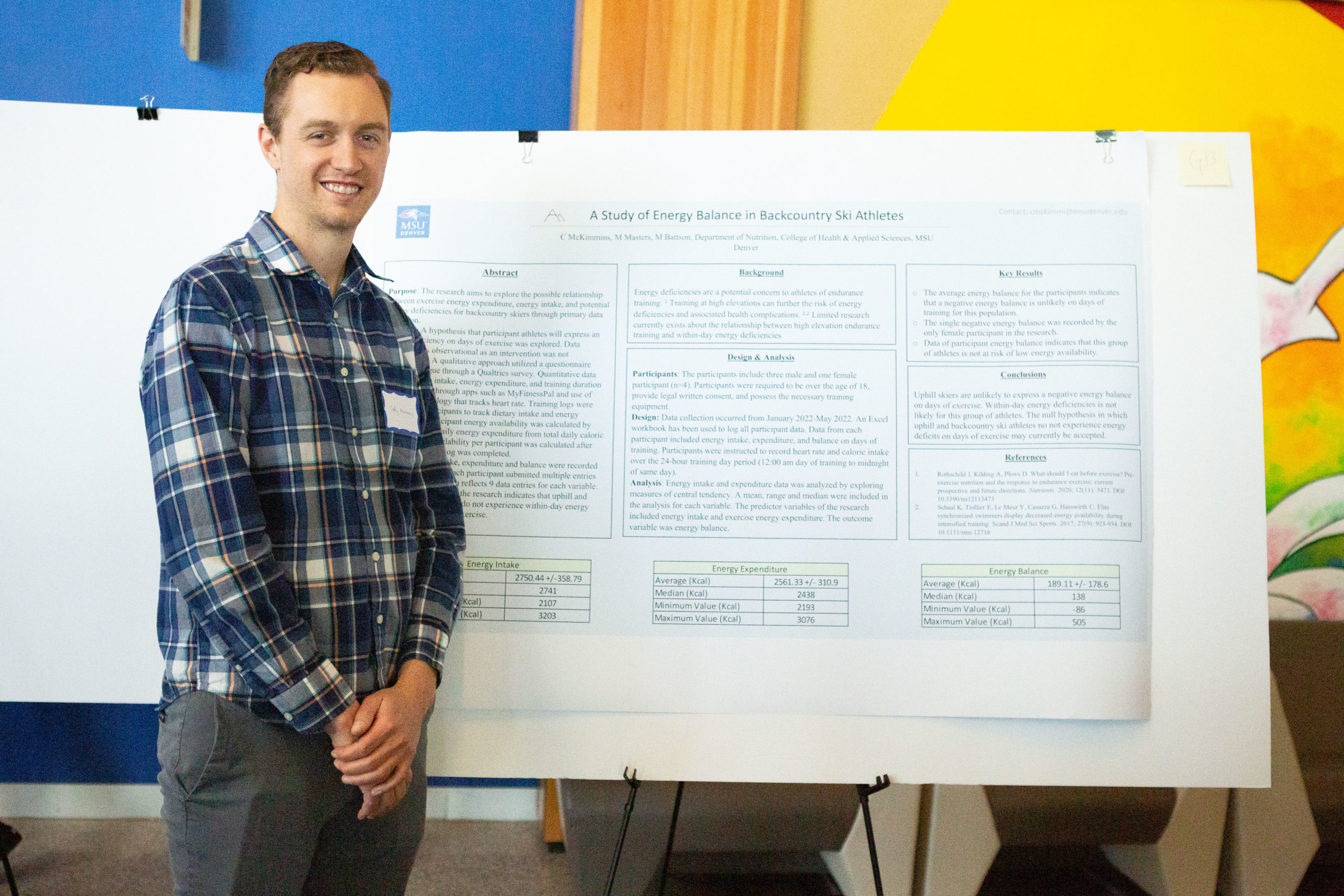 Student presenting at a conference