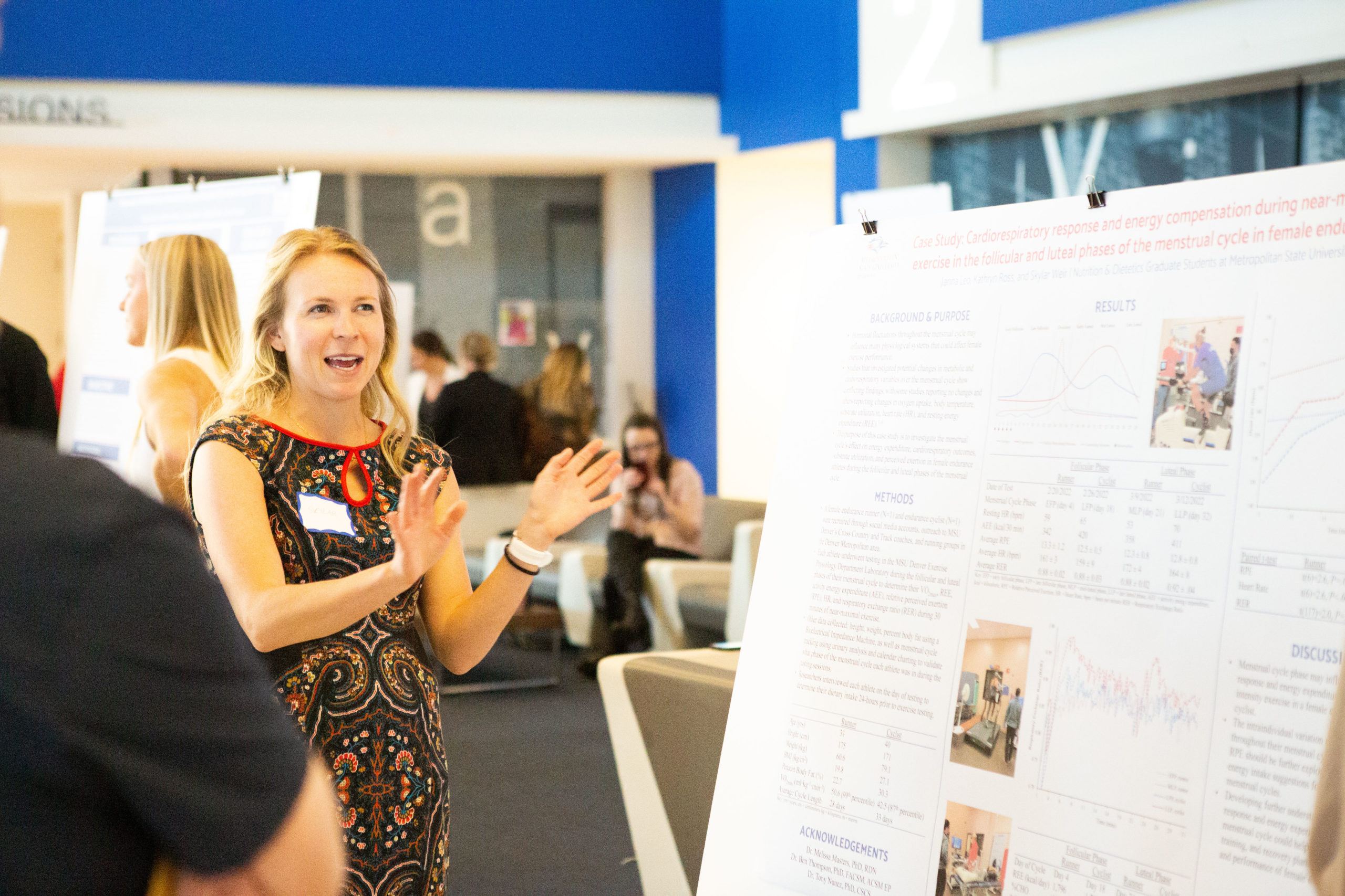 Student presenting at a conference