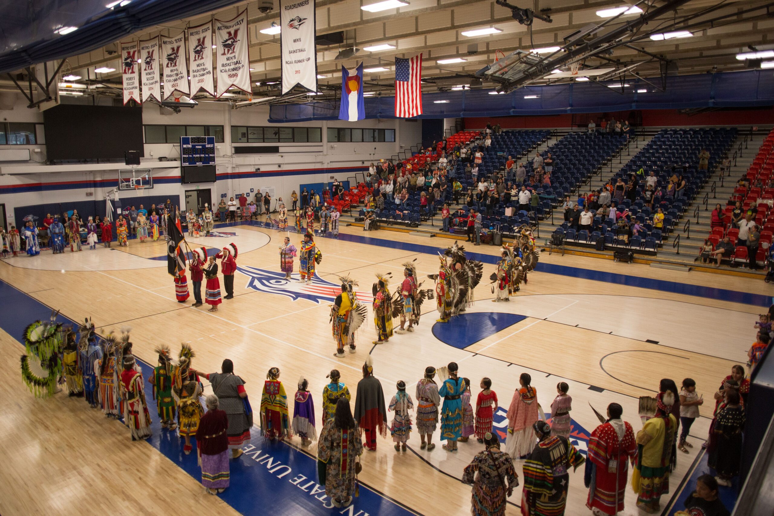 The 2nd Annual Auraria Powwow hosted by MSU Denver. Head Woman: CCD Student Rhyia Joyheart. Head Man: CU Denver Student Terrell Padilla.