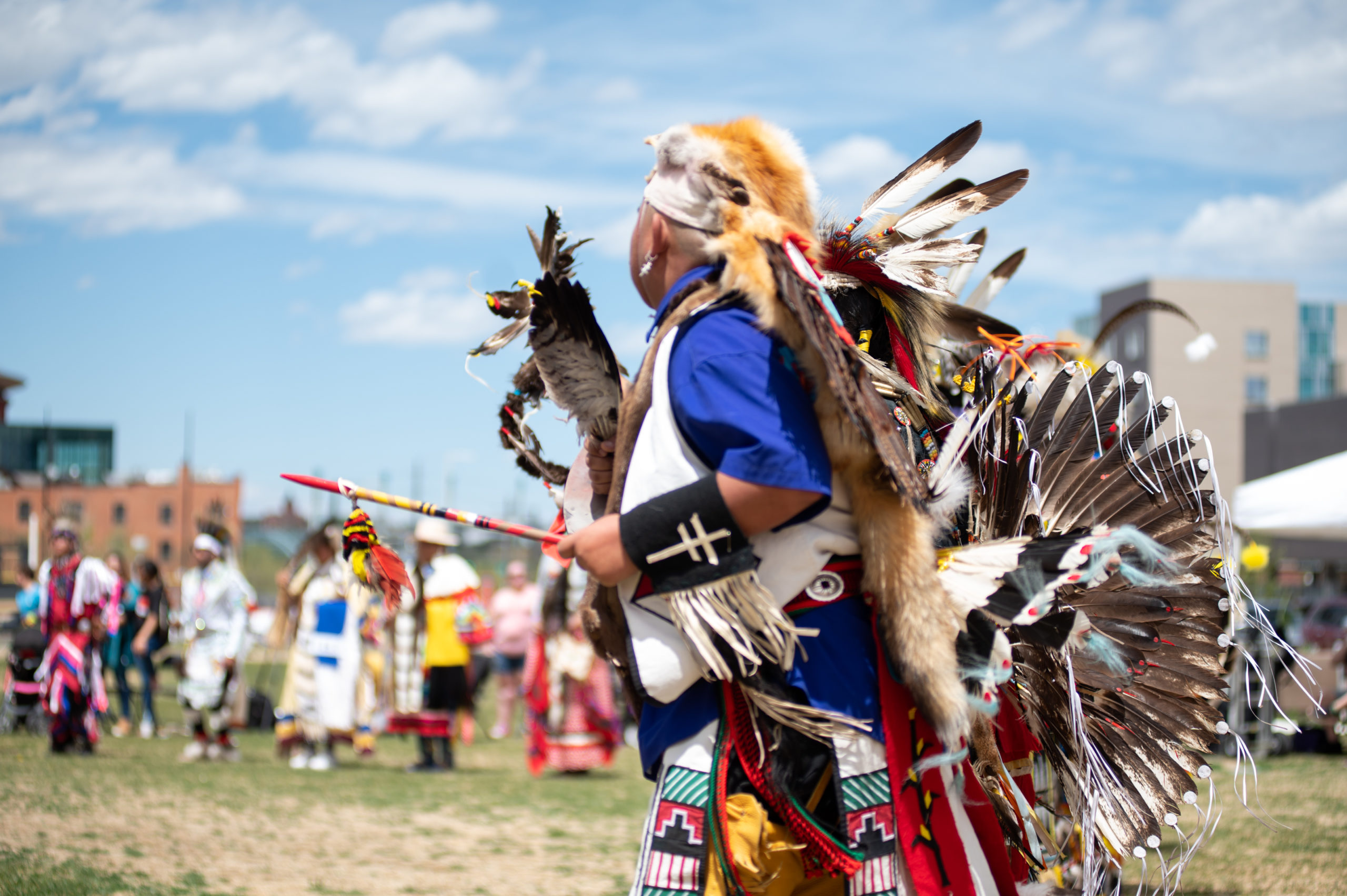 A traditional dancer at the first annual Auraria Powwow.