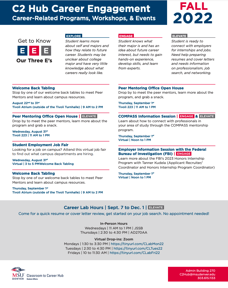 Classroom to Career Hub MSU Denver