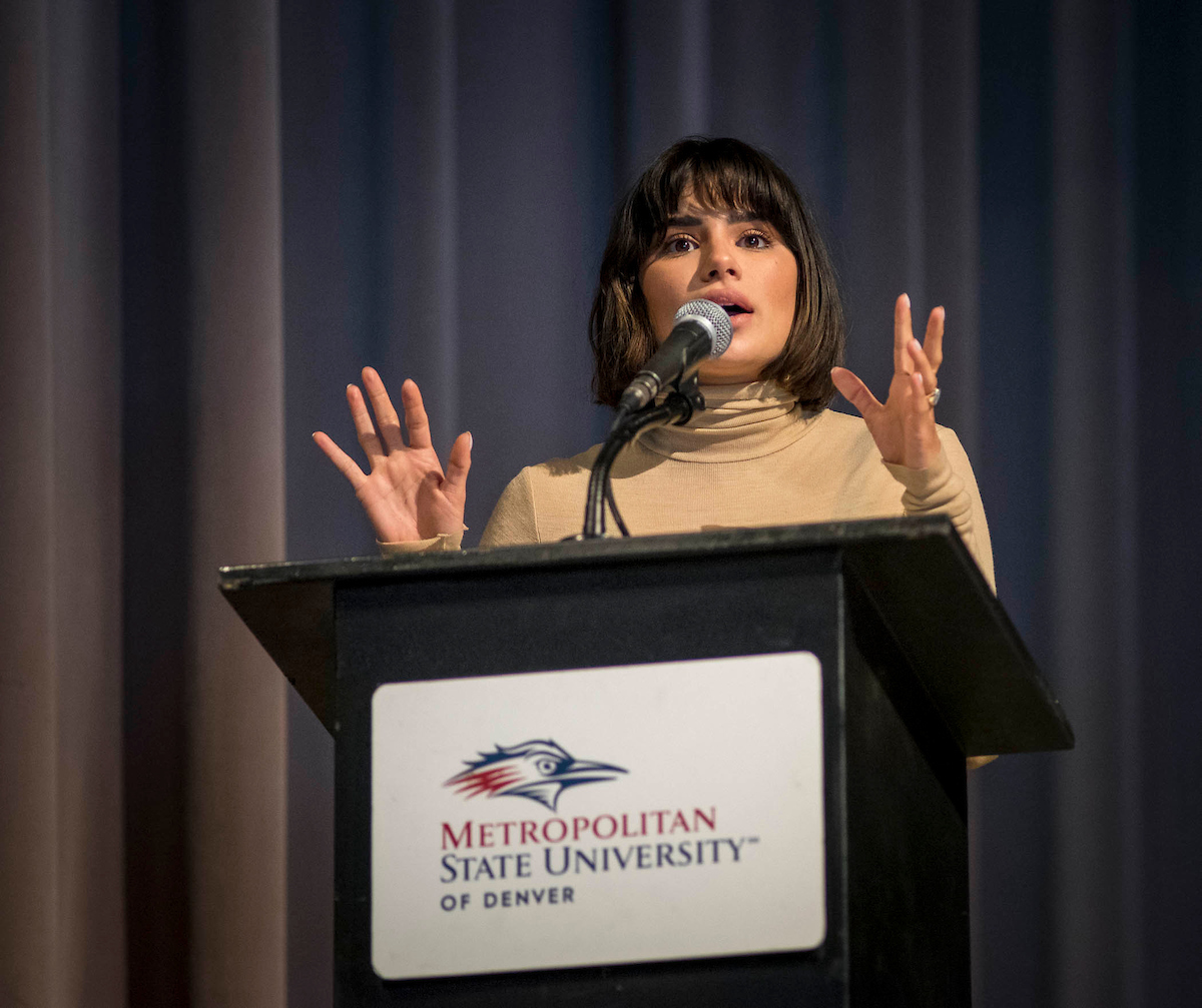 Diane Guerrero speaking at MSU Denver