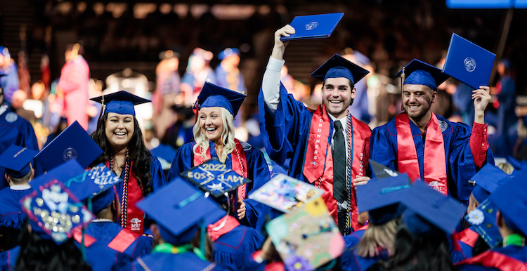 A group of students at commencement.