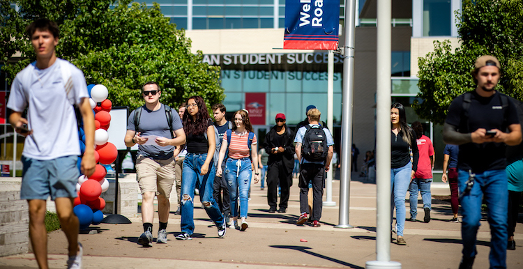 Students walking on campus