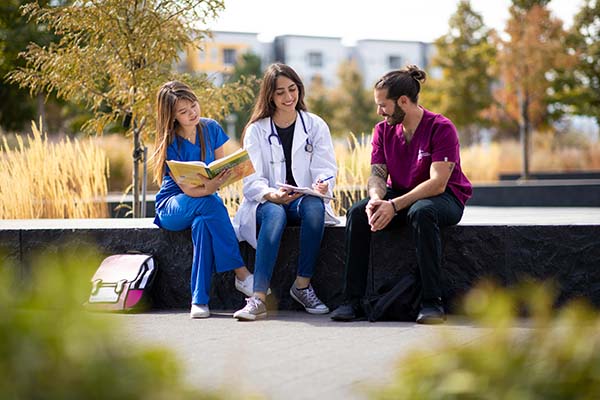 Health Care Management students studying on Auraria Campus.