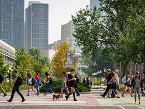Students walking between classes on Auraria Campus.