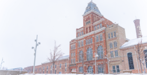 Tivoli Building covered in snow