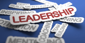 Decorative image: Leadership, coaching, team building, mentorship and other words out of focus.