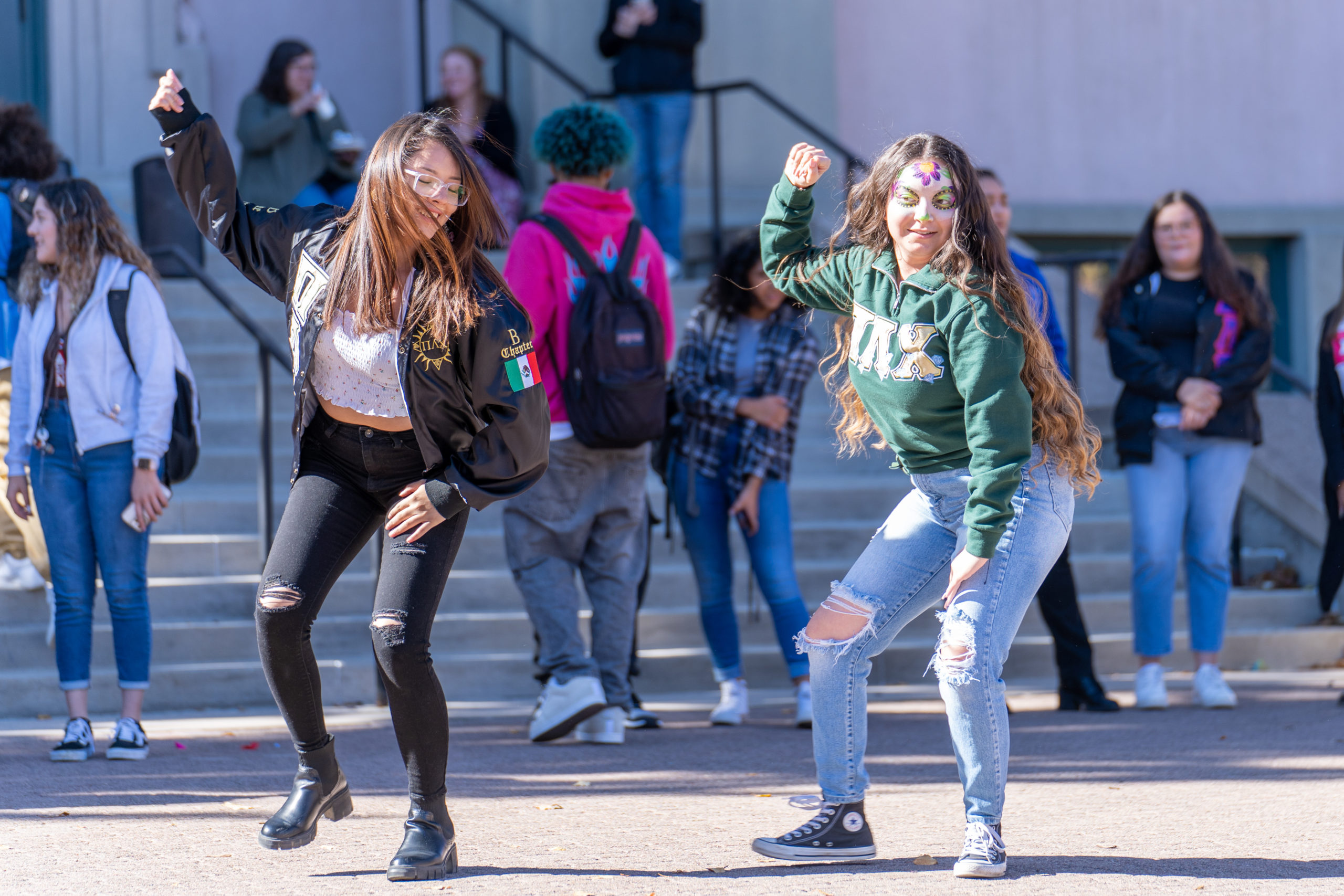 Greek organization members strolling