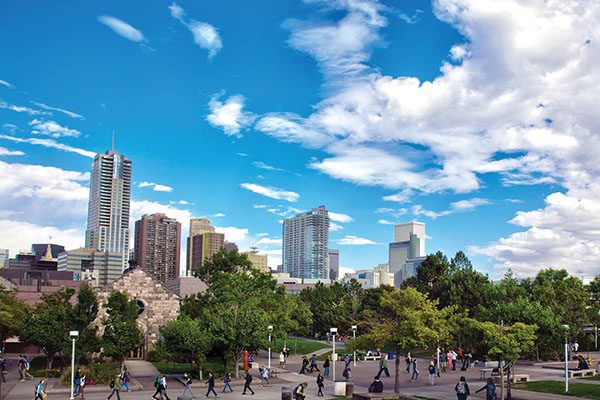 Auraria Campus on a sunny, summer day.