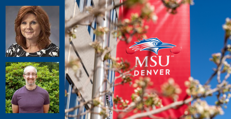 MSU Denver banner, building and headshots of new deans.