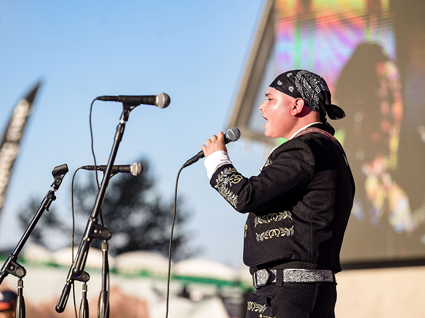 mariachi singer with microphone