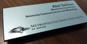 Decorative image of MSU Denver nametag.