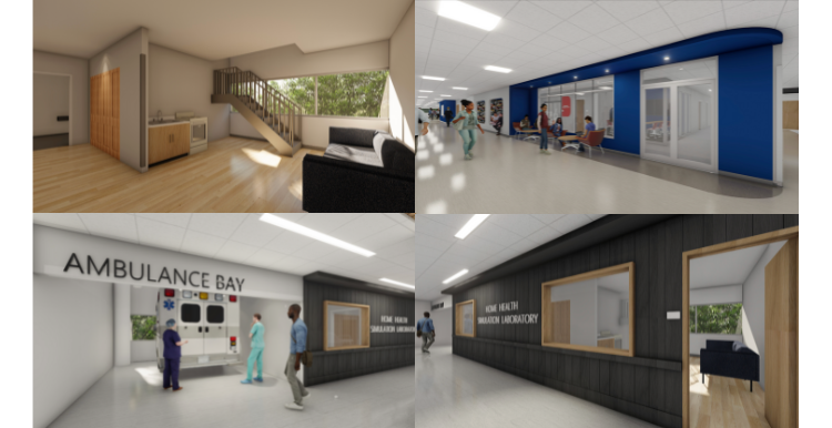 Collage of Simulation Lab renderings