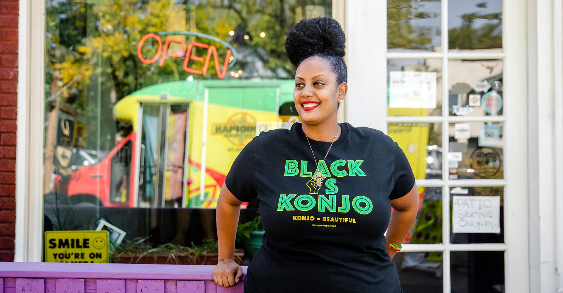 woman in front of her food truck