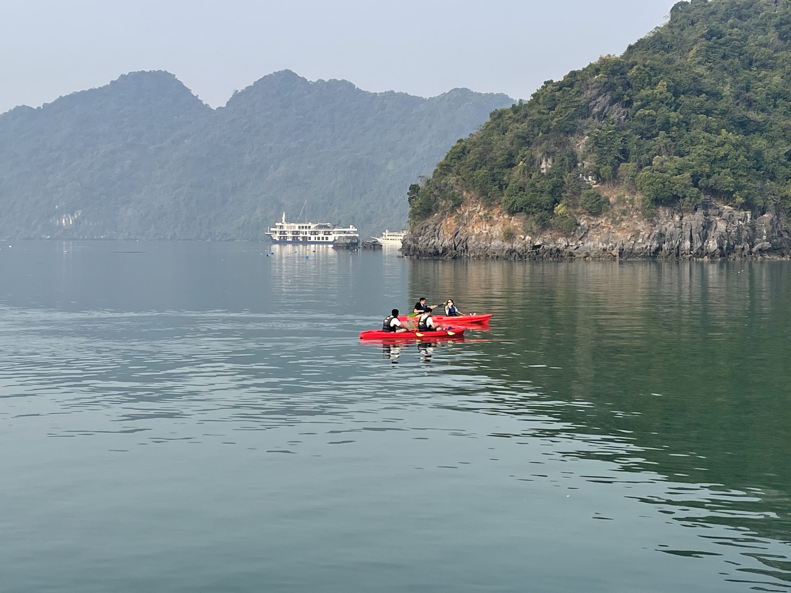 kayaks in sea